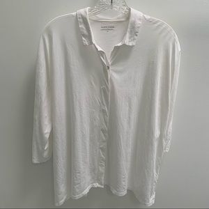 Eileen Fisher, Org. Cotton Button Down Top, White, Sz S/P